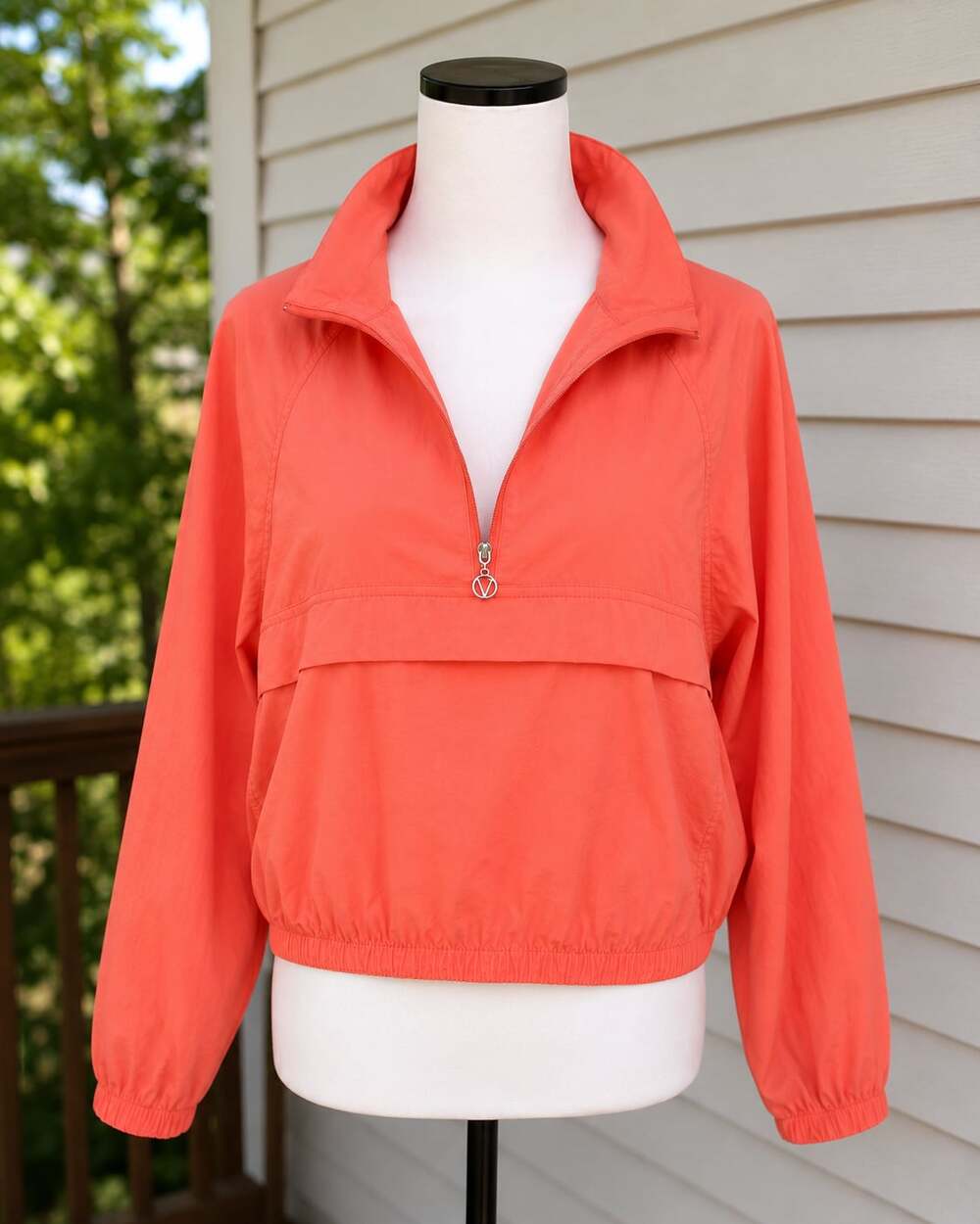 Victoria's Secret Coral Blaze Parachute Quarter-Zip Windbreaker Jacket